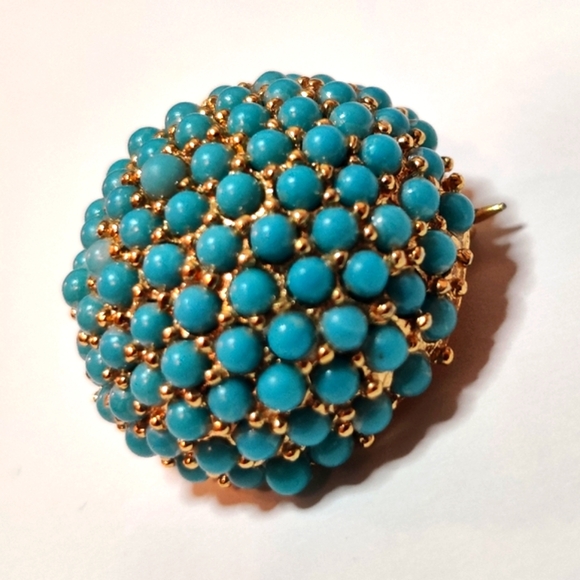 Signed Marcel Boucher Turquoise Ball Sphere Brooch - Picture 2 of 15